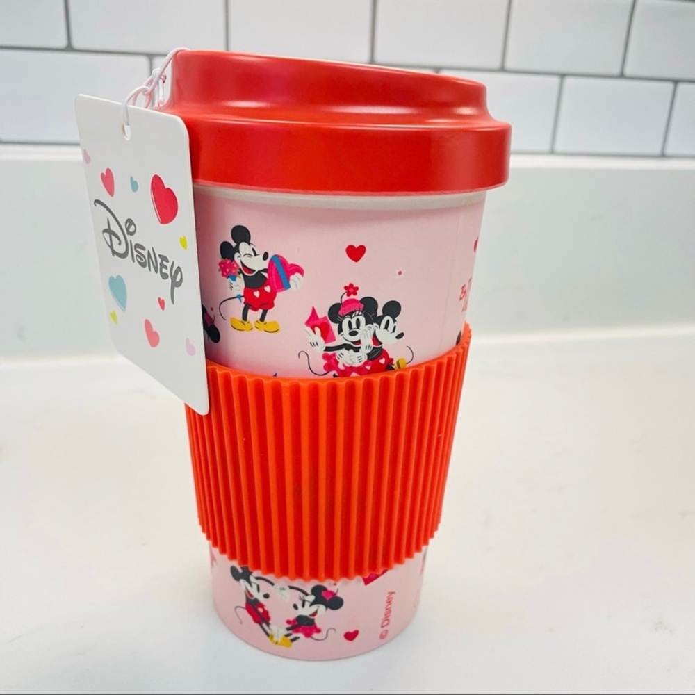 NEW DISNEY MICKEY AND MINNIE MOUSE VALENTINES 16oz TRAVEL MUG